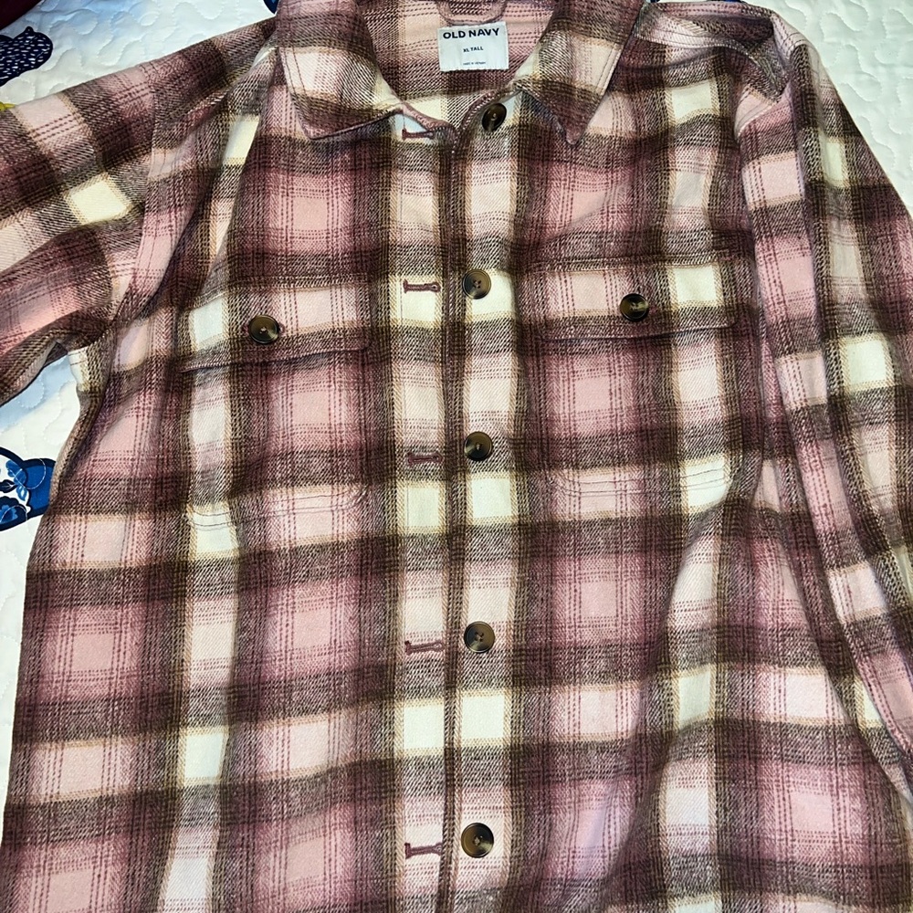 Old Navy Pink Plaid Shacket
